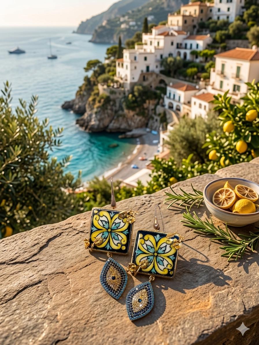 Orecchini Pendenti "Sole di Maiolica" – Edizione d'Autore